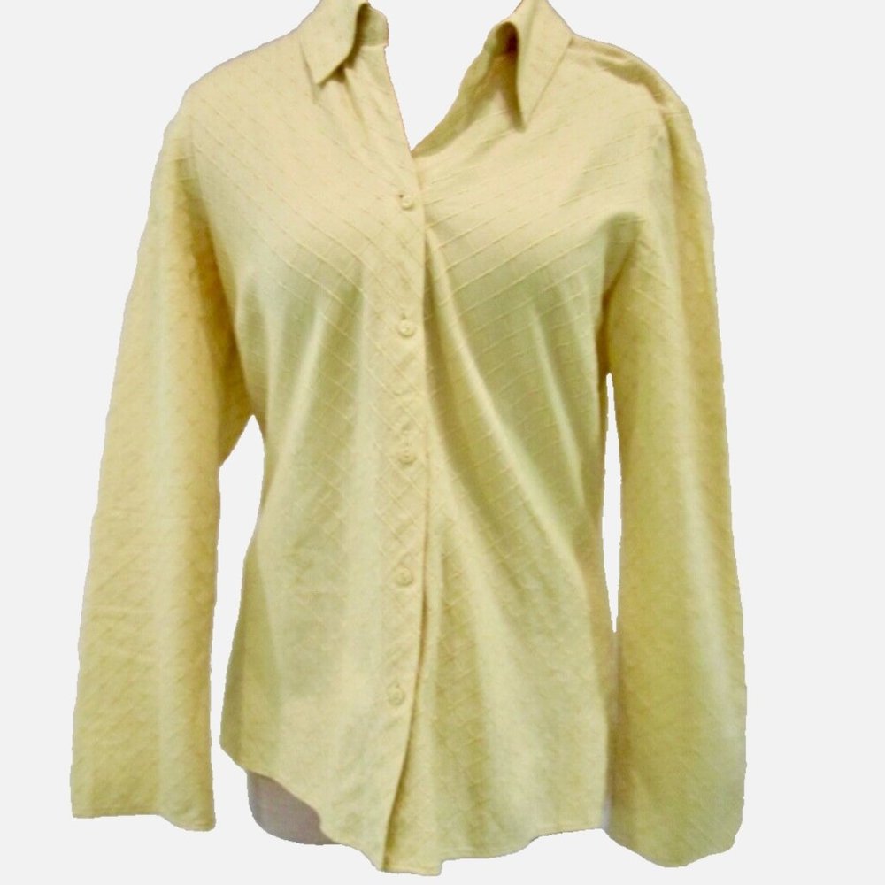 PM Vitage SIGRID OLSEN JACQUARD cotton JACKET blouse light green-yellow MINT